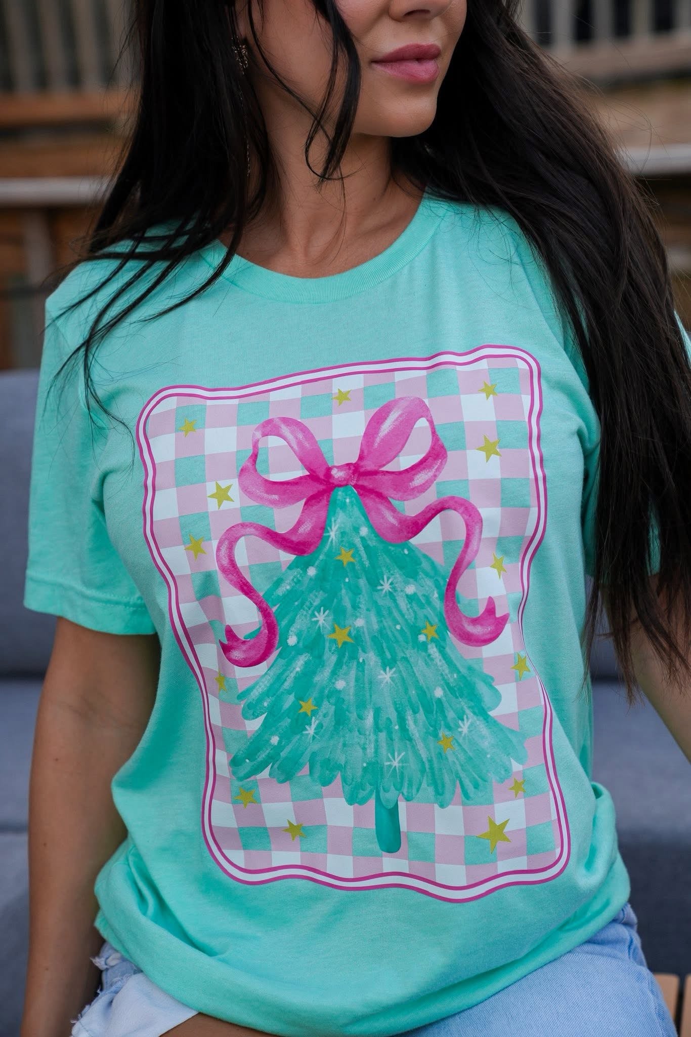 Preppy Christmas Tree Tee: Green