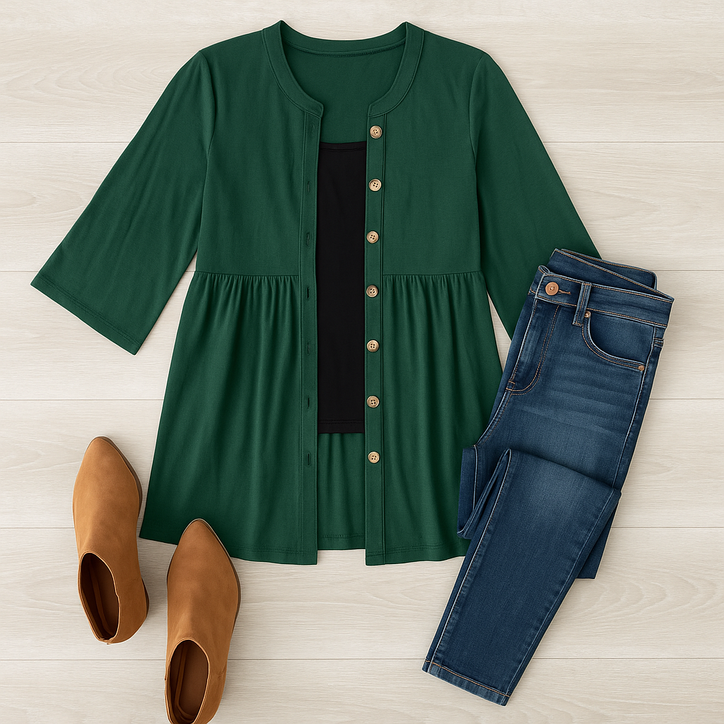 Soho Button Cardigan: Forest Green