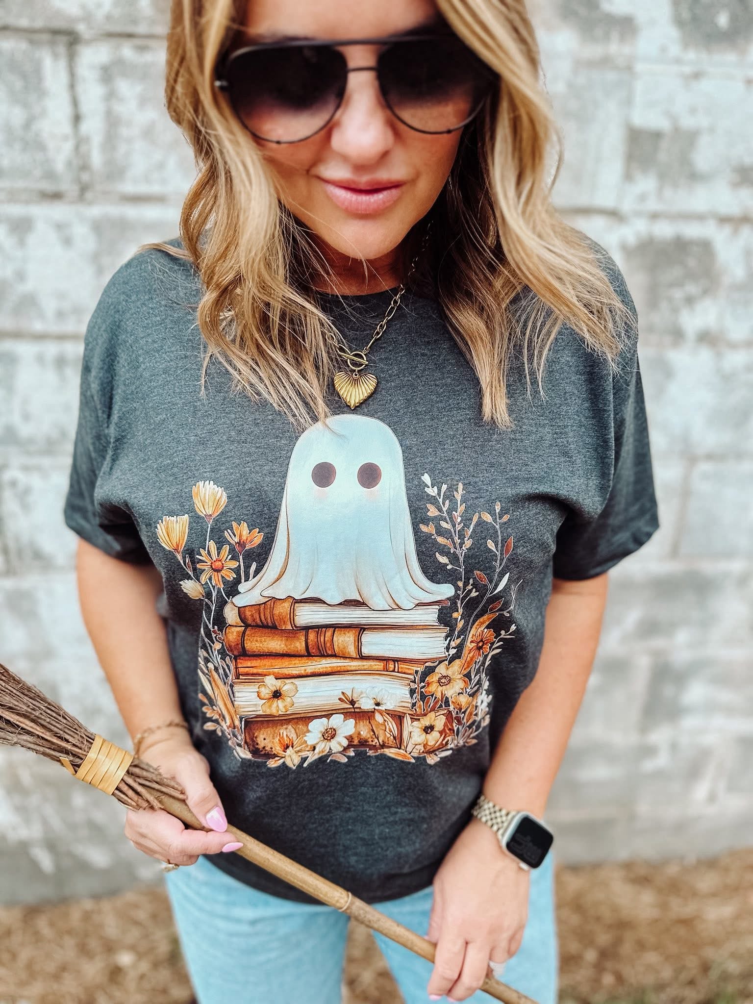 Book Loving Boo Tee: Charcoal