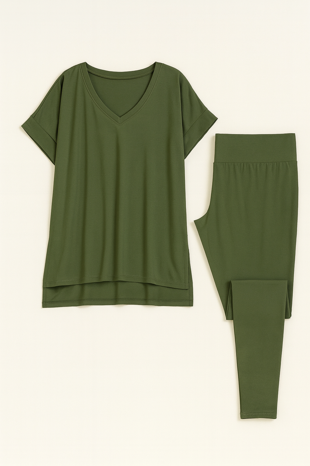 Casual Hangout Loungewear Set: Olive