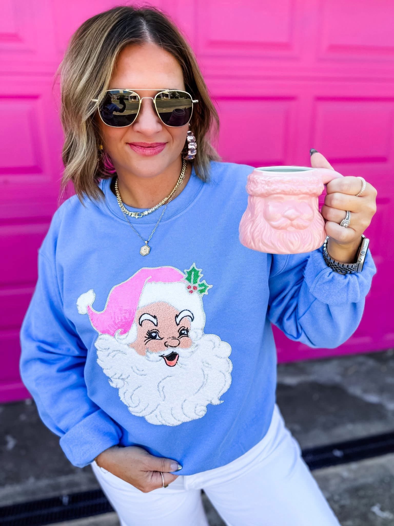 Jolly Santa Sweatshirt: Blue