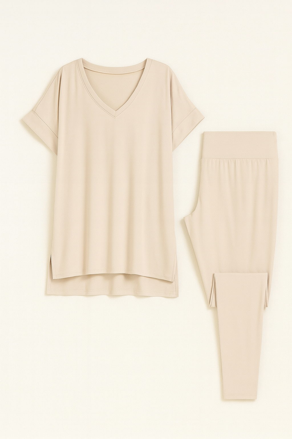 Casual Hangout Loungewear Set: Beige