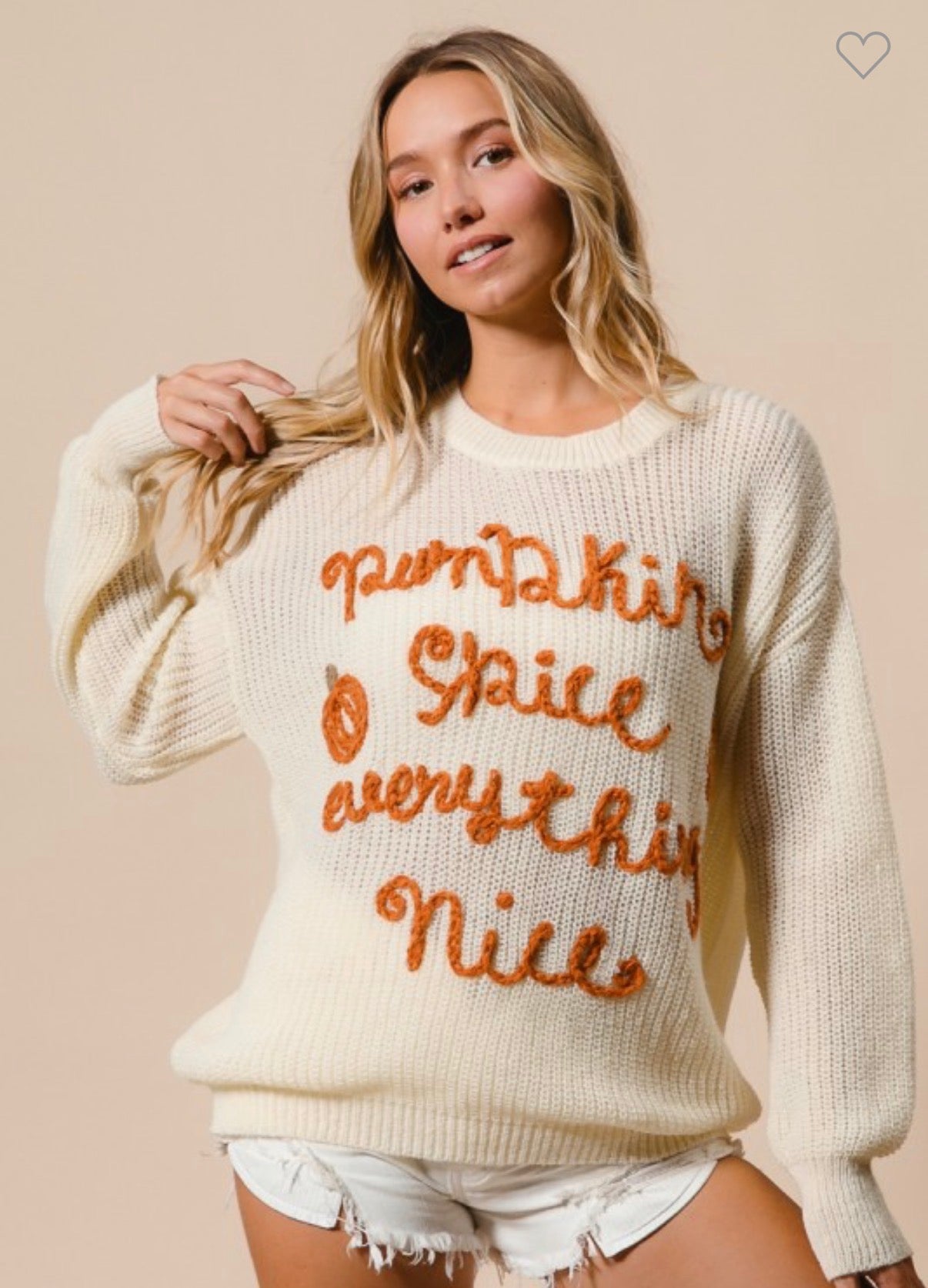 "Pumpkin Spice" Woven Top: Cream