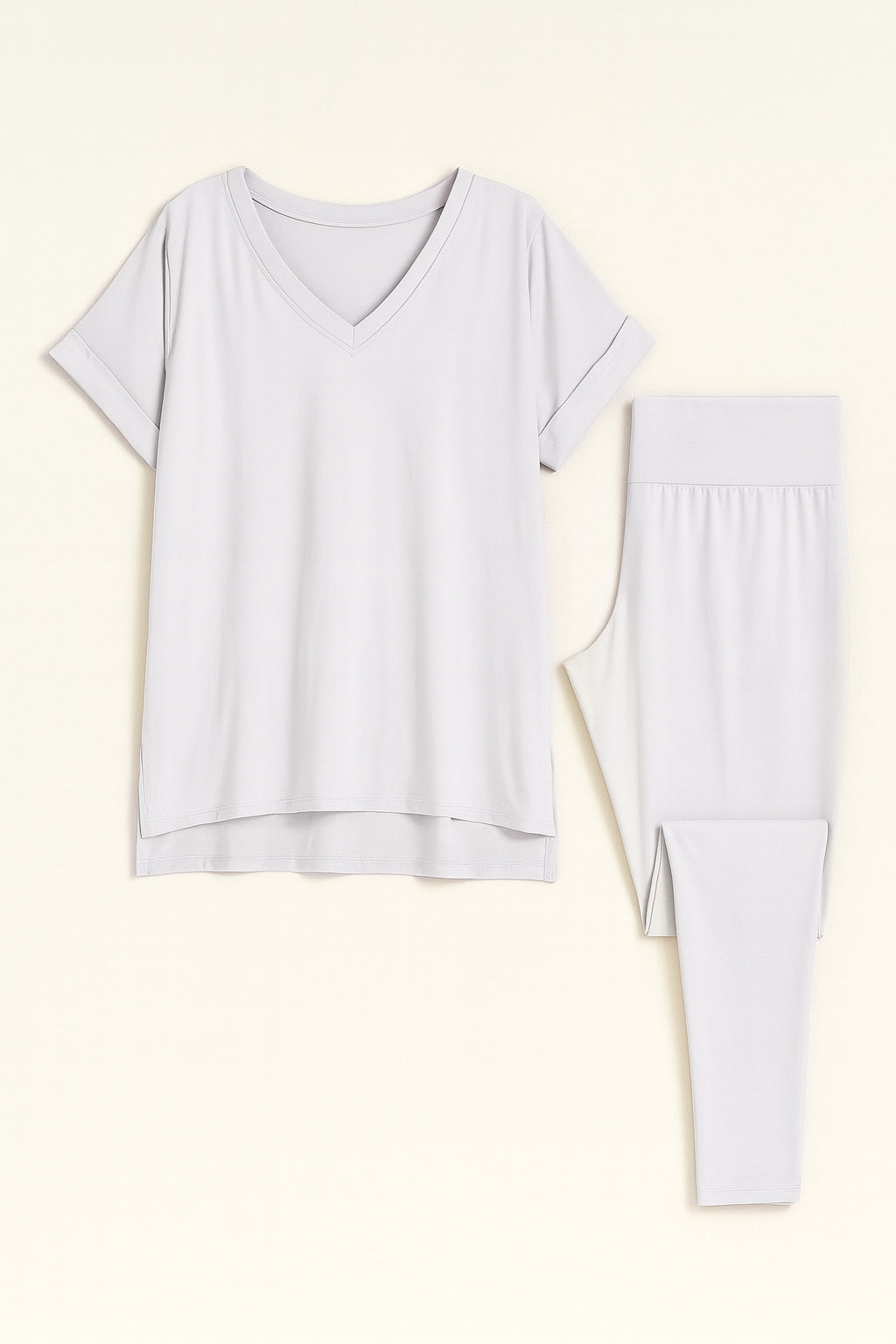 Casual Hangout Loungewear Set: Light Grey