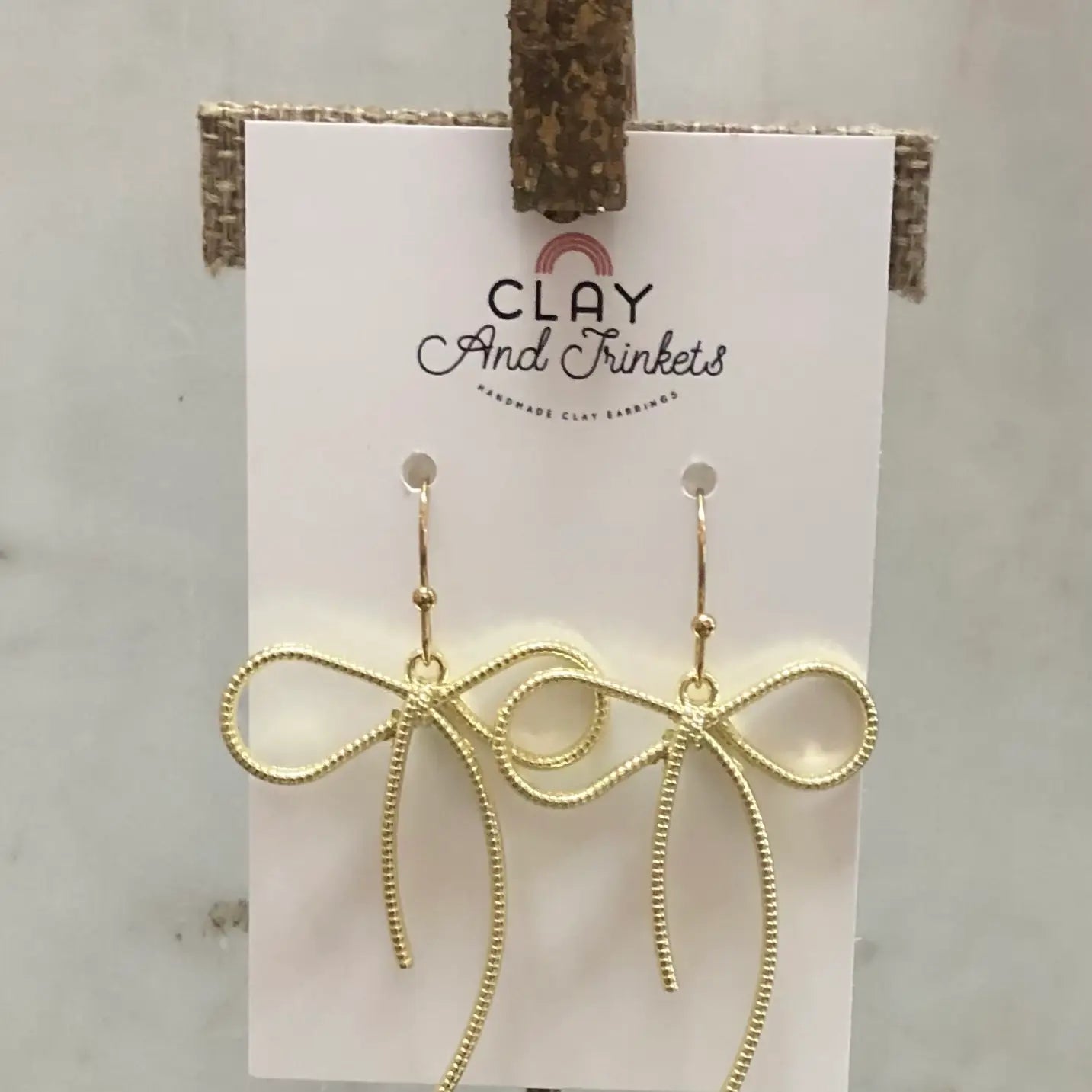 Textured Bow Dangle Earrings (CT)