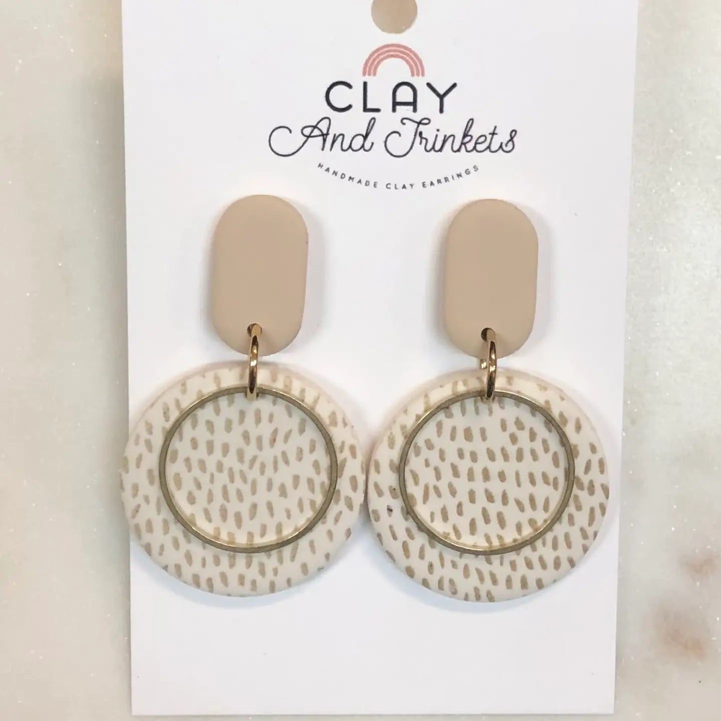Disc Dangle Earrings/ Gold Speckles (CT)